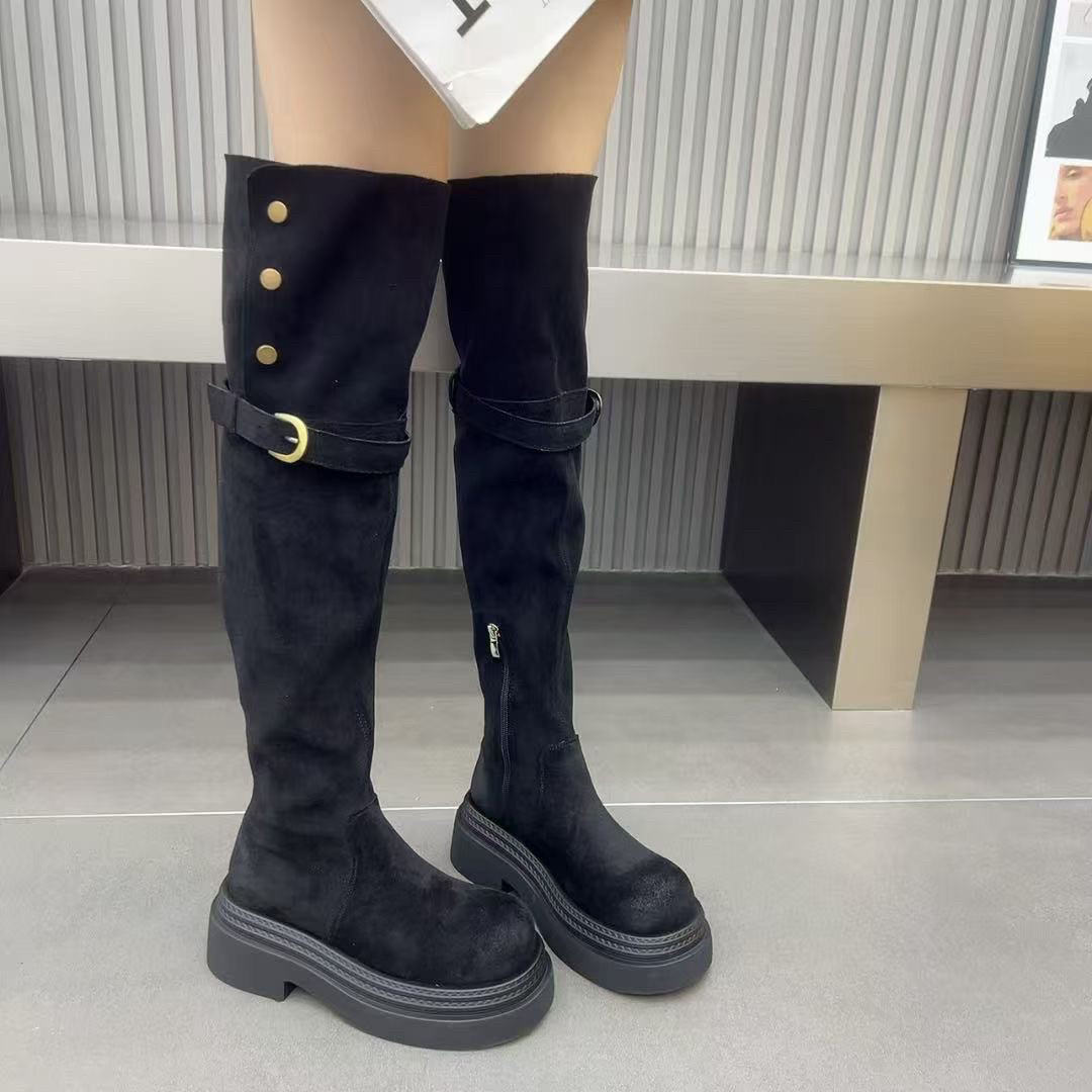 欧洲站厚底过膝长筒靴女2025弹力靴/袜靴