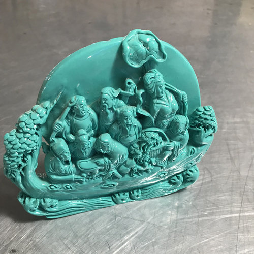天然原矿湖北绿松石八仙过海工艺