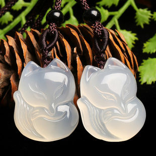 天然玛瑙玉髓桃花小狐狸手机链吊坠挂件零钱包钥匙挂饰创意情侣