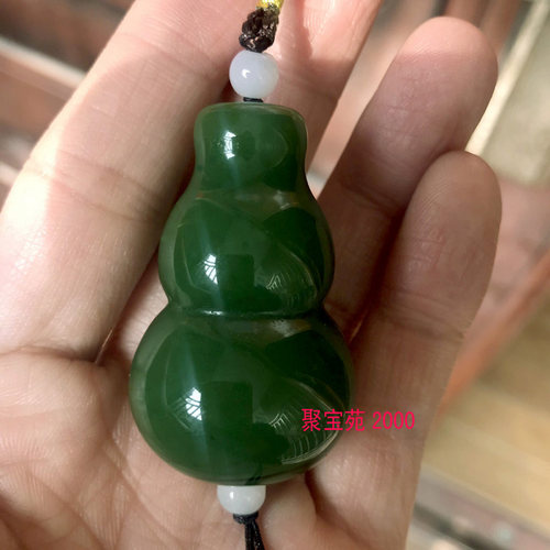 仿和田玉碧玉白玉葫芦吊坠挂件青白玉福禄平安车挂件饰品玉器车饰