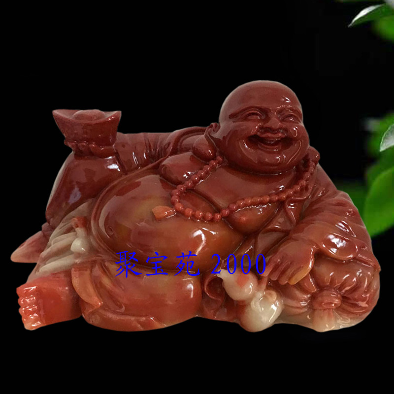 仿黄龙玉弥勒佛摆件玉石笑佛摆件黄腊石大肚佛摆件黄田玉家居商铺