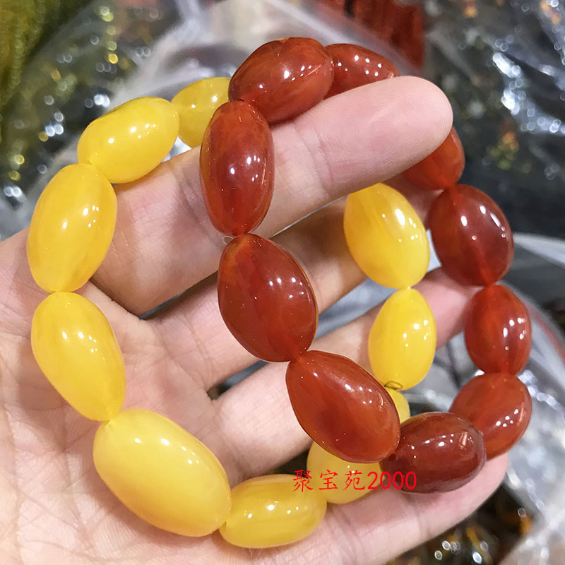 天然波罗的海琥珀蜜蜡随形手链男女款黄蜜手串单圈老蜜蜡招财手链