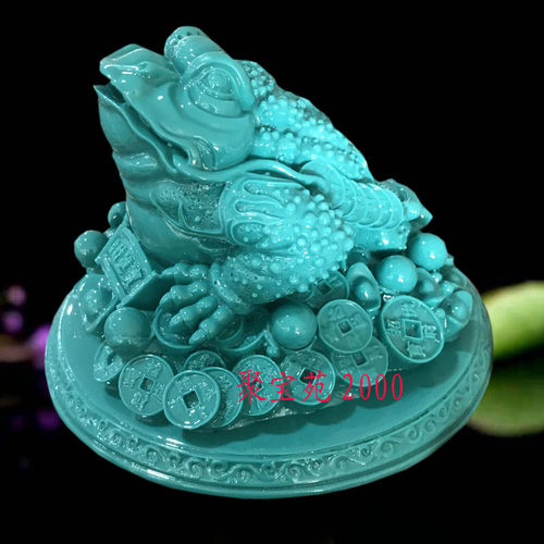 绿松石金蟾三足招财玉石蟾蜍摆件