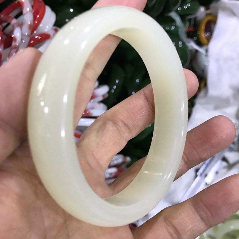 特A级新疆和田玉昆仑白玉手镯羊脂级正品青白玉手镯女士玉镯子