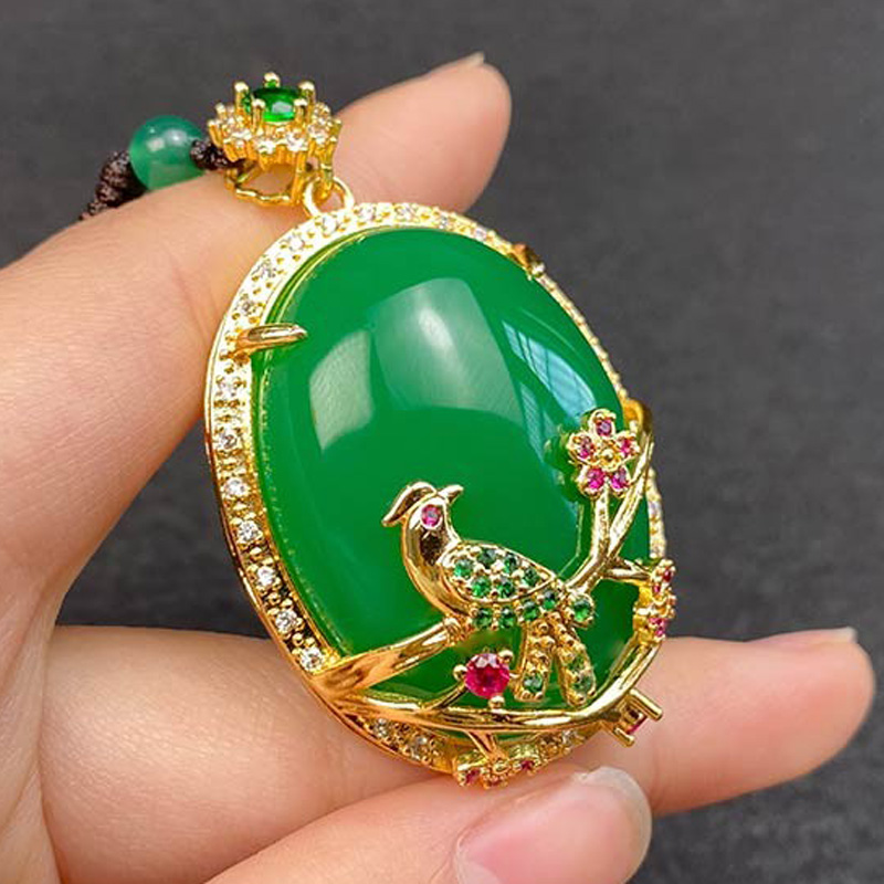 玉髓毛衣链挂件喜上眉梢吊坠女款