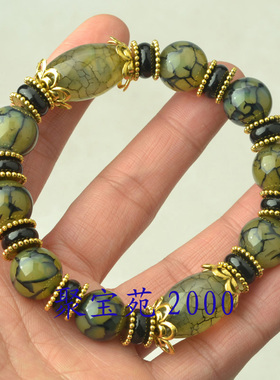 天然龙纹玛瑙手串玉佛珠手链男女