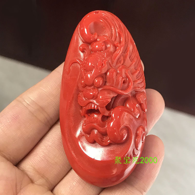 保山南红玛瑙龙头吊坠原石红玉髓招财貔貅挂件玉石皮丘雕件手玩件