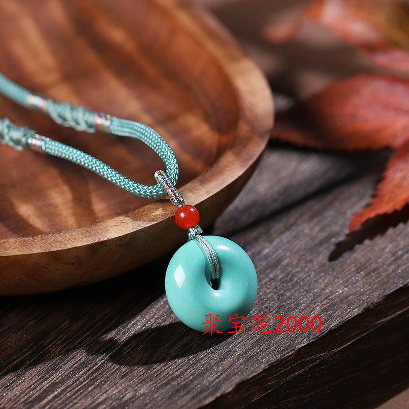 새로운 모조 후베이 원래 광산 청록색 안전 버클 펜던트 베이글 펜던트 편지지 팔찌 액세서리 느슨한 구슬 펜던트