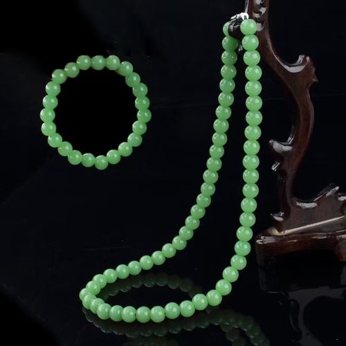 东陵玉手链百搭玉石项链女简约清新单圈手串生日礼物手环饰品两件