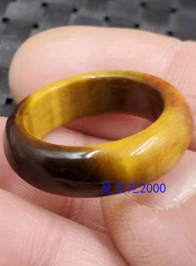 虎眼石跑环玉石戒指宝石指环