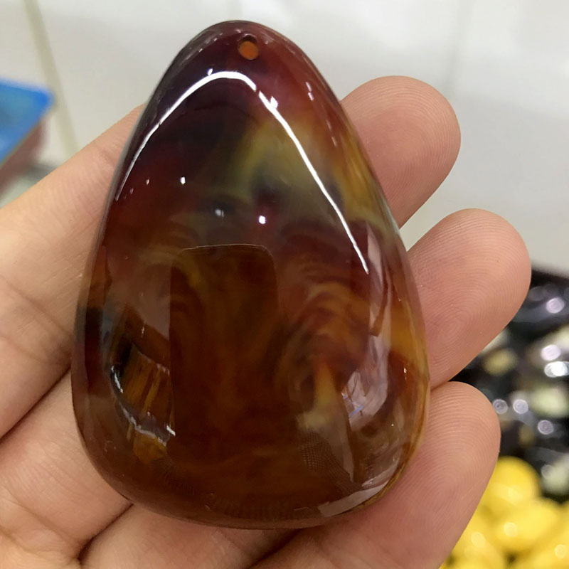 仿老蜜蜡水滴吊坠平安无事牌琥珀毛衣链男女款项链挂件方形挂坠