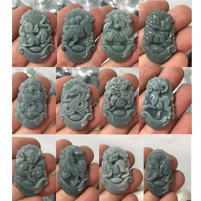 天然油绿翡翠十二生肖吊坠A货玉石属相鼠牛虎兔龙蛇马羊猴鸡狗猪
