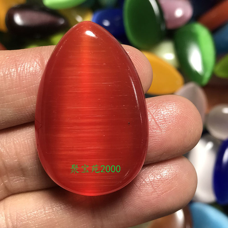 七彩水晶玉石水滴吊坠猫眼石心形挂件简约项坠毛衣链闺蜜生日礼物