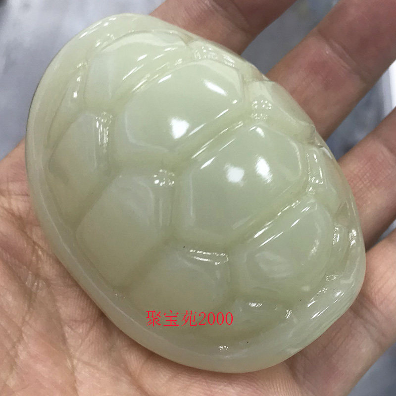 天然阿富汗青白玉乌龟手把件玉石平安龙龟把玩件龟壳富甲天下摆件图片