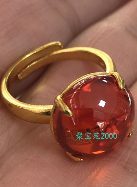 天然锆石戒指红宝石女戒紫水晶镶嵌活口调节戒圈锆石蛋面简约指环