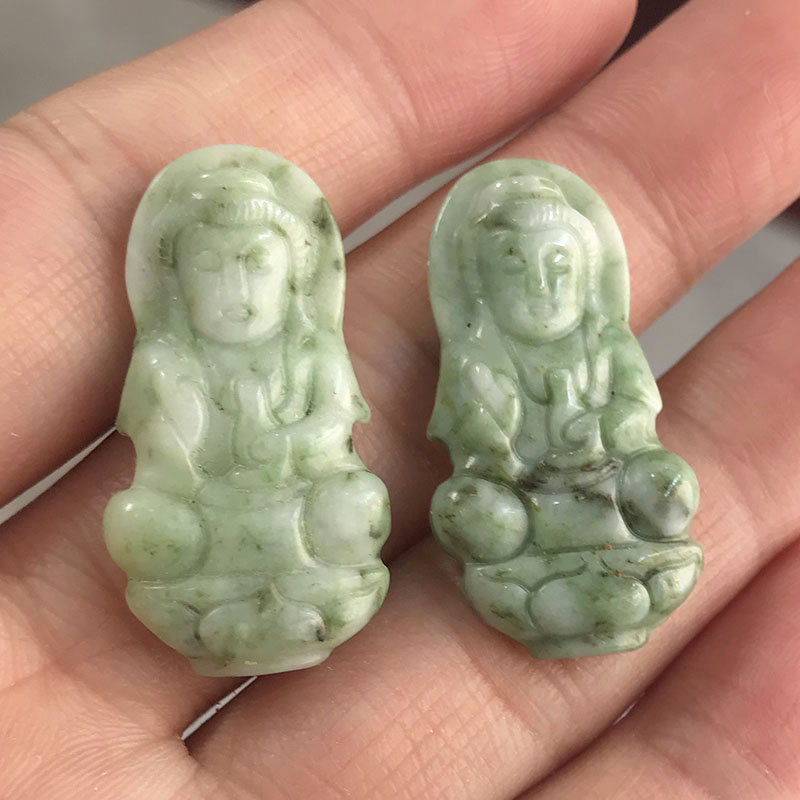 天然独山玉挂件南阳翡翠色独玉观音挂坠儿童女款观音菩萨玉石吊坠