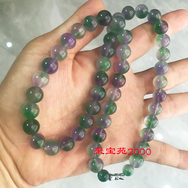 冰种飘花项链玉石圆珠项链