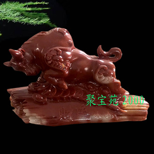 玉牛摆件仿玉石牛转乾坤工艺装饰品招财办公桌室客厅风水华尔街牛