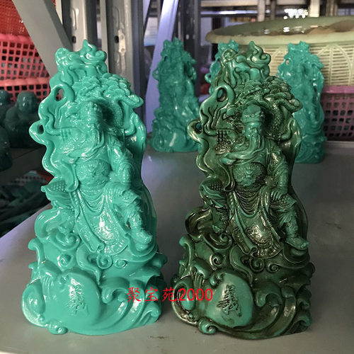 精雕绿松石关公像武财神关羽关公关二爷天神店铺家用招财镇宅摆件