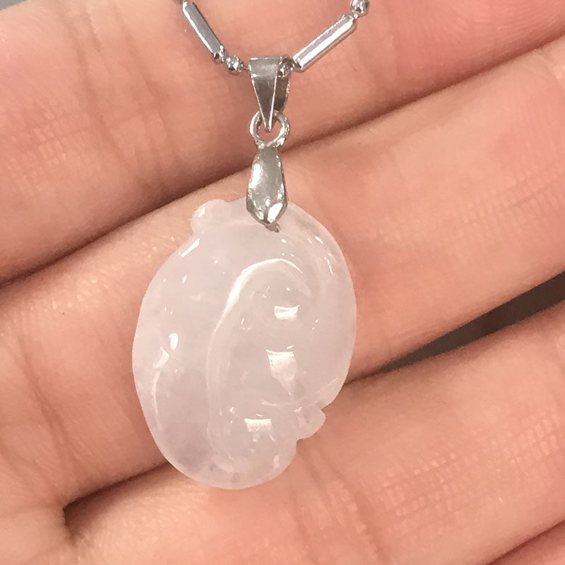 天然缅甸A货翡翠如意吊坠女士冰糯种仙桃型玉坠项链玉佩手机挂件