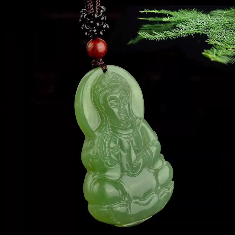 保真天然新疆和田玉观音吊坠男女士平安佛像玉牌挂件玉石菩萨玉佩