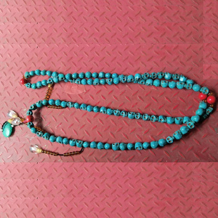 仿制绿松石朝珠项链108颗清朝代皇帝佛珠项链宫廷仿古配饰道具