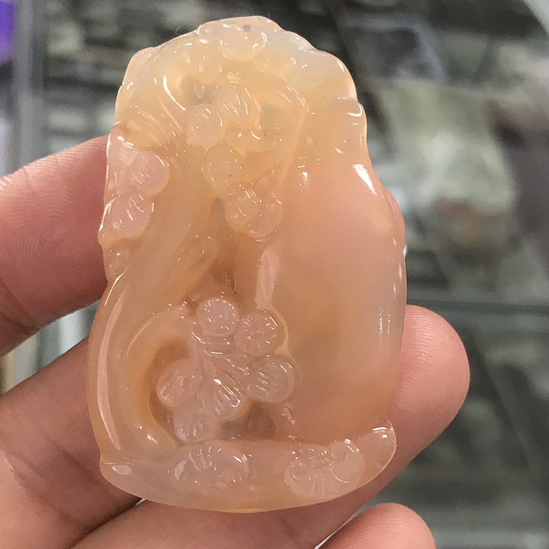 天然黄龙玉梅花花瓶吊坠黄玉石平平安安花瓶挂件项链竹报平安玉牌