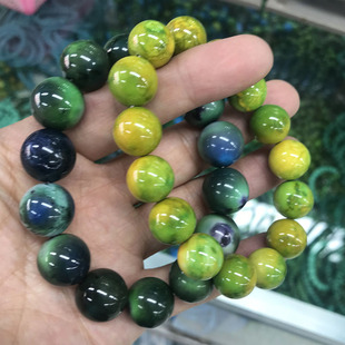 天然绿松石手串原矿高瓷松石单圈手链男女圆佛珠盘玩金刚星月菩提