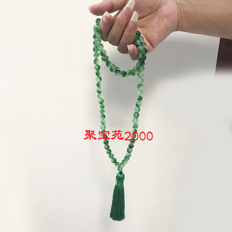 冰种翡翠色圆珠项链多圈手链