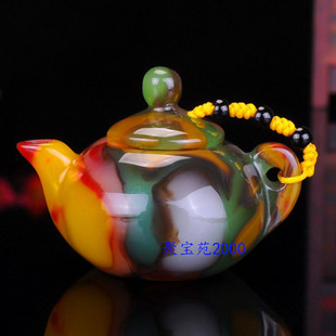 仿新疆和田玉壶手把件彩玉把把壶手玩件男玉石小酒壶羊脂白玉把件