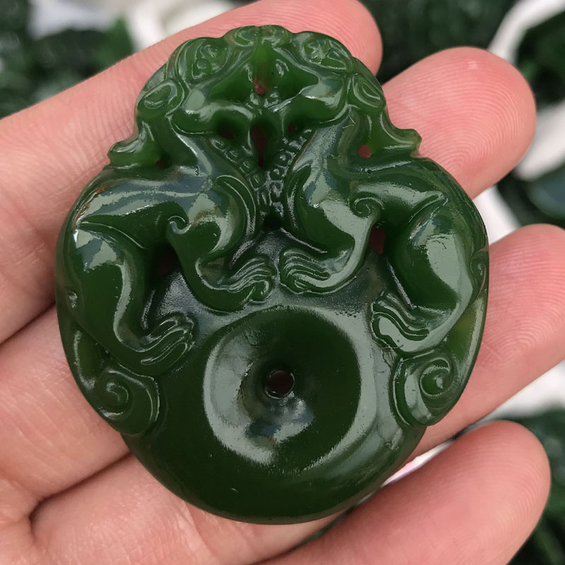 高仿新疆和田玉碧玉貔貅吊坠平安扣挂件昆仑羊脂玉貔貅平安扣包邮