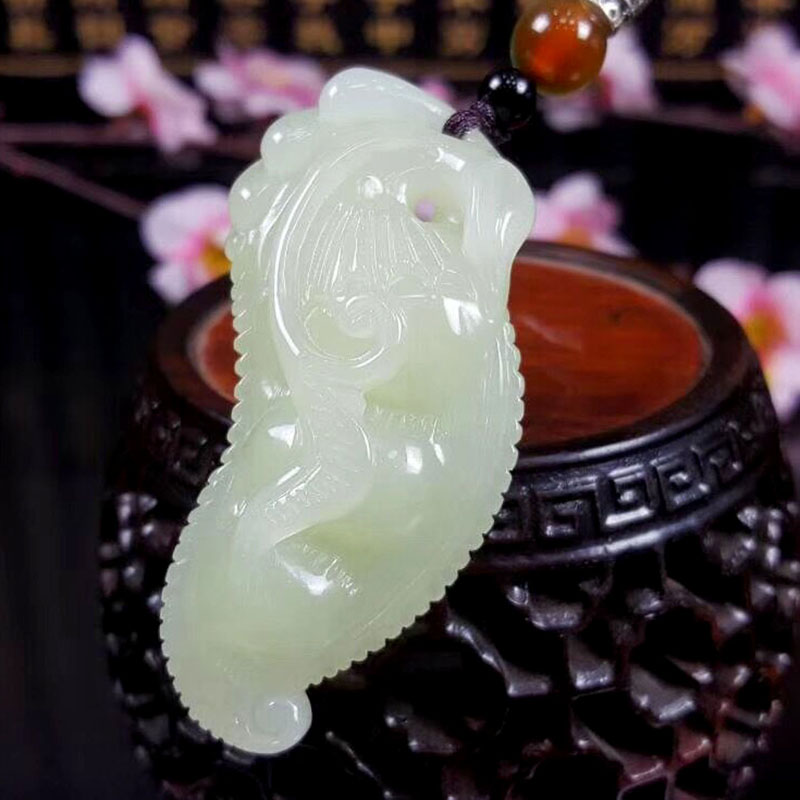 和田玉吊坠福豆挂件项链