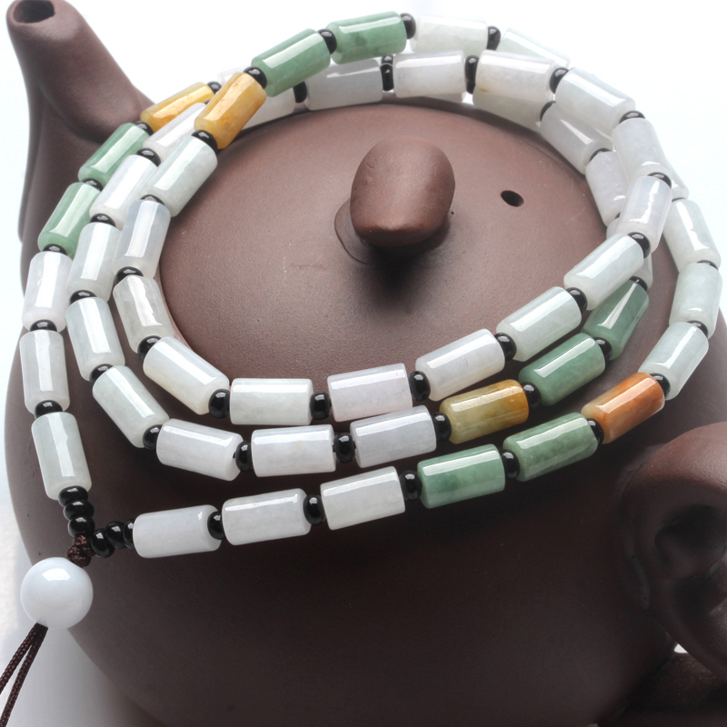 珠子挂绳缅甸节节高毛衣链翡翠玉