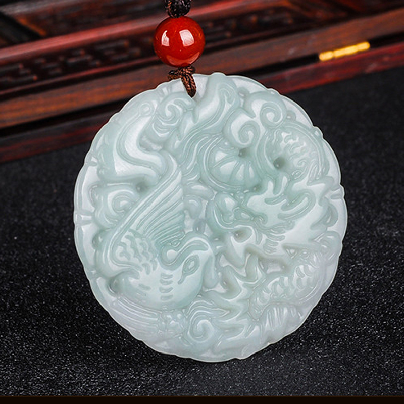 天然龙凤项链情侣挂件带证书玉佩