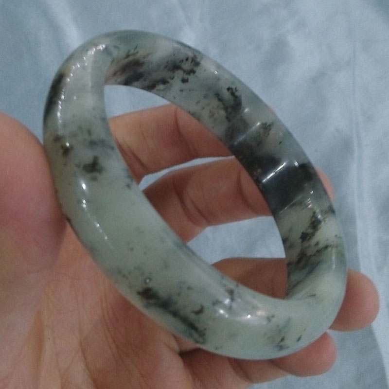 岫岩玉岫玉手镯天然岫岩玉手镯水墨玉正品手镯天然a货玉手镯女镯