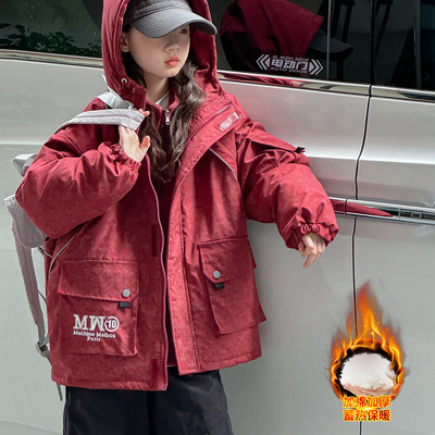 女童冬季外套2025新款韩版中大童防水加厚冲锋衣女孩学生保暖冬装