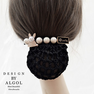 简约头花女网兜职业护士发网服务员工作盘头发银行空姐蝴蝶结发饰