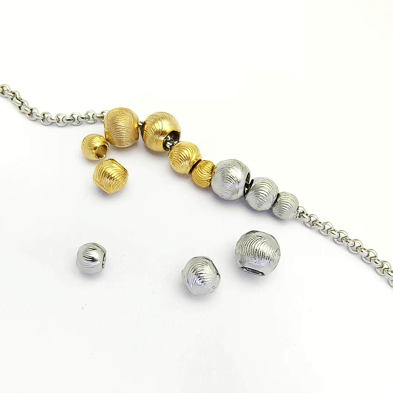 不锈钢镀金色猫眼隔珠配件 DIY串珠编绳项链手链吊坠圆珠饰品材料