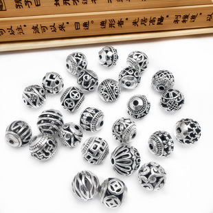亚马逊古银复古镂空球隔珠圆珠散珠 DIY串珠手工手链配件
