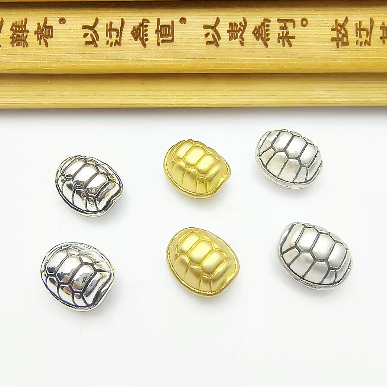 藏银龟甲隔珠复古仿银富甲天下 diy长寿龟手链手工串珠转运珠配饰