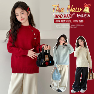 女童毛衣内搭冬季2025新款儿童半高领针织打底衫女大童加厚毛线衣