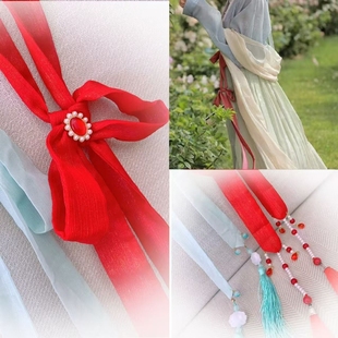 原创汉服女宋制春夏绶带手工流苏如意结镶钻宫绦腰链佩饰腰带禁步