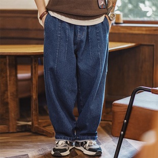 马登工装美式复古重磅水洗伐木牛仔裤男廓形宽松阔腿休闲直筒裤秋