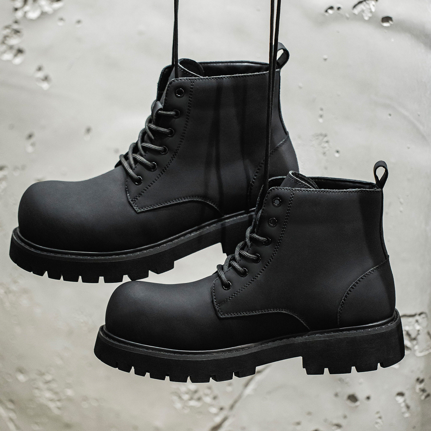 MRA米奇马丁靴男鞋2025秋季新款圆头厚底高帮工装靴百搭中帮靴子