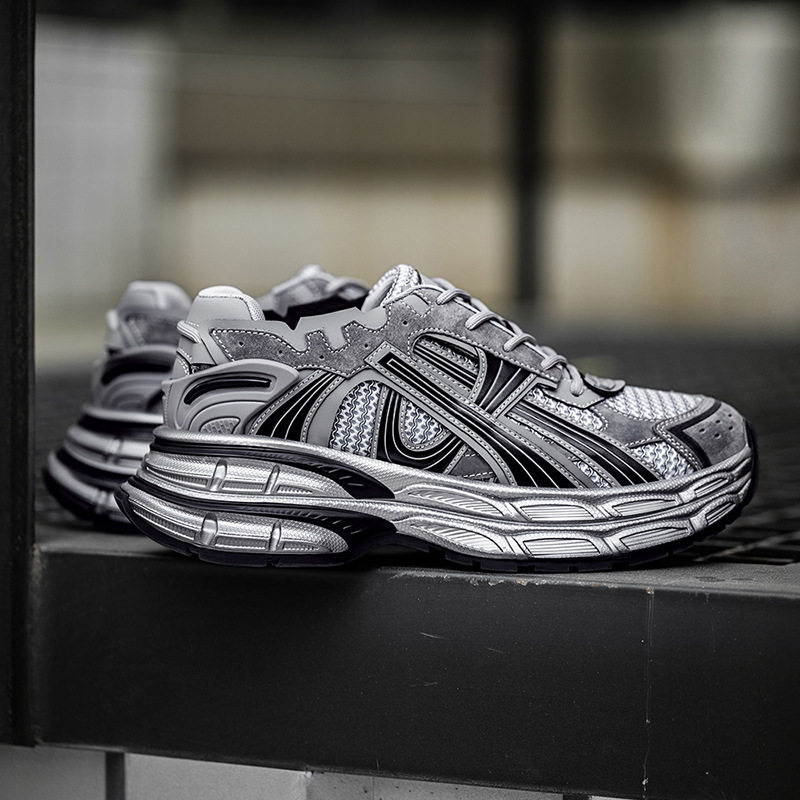 MRA机甲风老爹鞋男款夏季透气银色复古慢跑鞋厚底增高运动休闲鞋