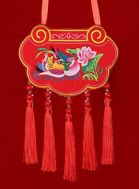 双面刺绣订婚同心锁龙凤锁庆阳锁子情侣挂锁中式结婚鸳鸯荷包挂饰