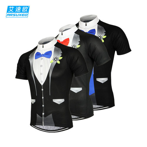 艾速欧特价现货骑行服夏季透气速干西装图案转印短袖上衣男士S511