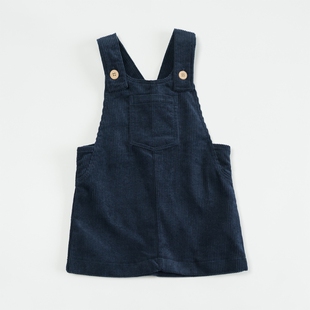 2法单女童 百搭款 背带裙藏青色 女宝宝纯棉小口袋款 灯芯绒裙