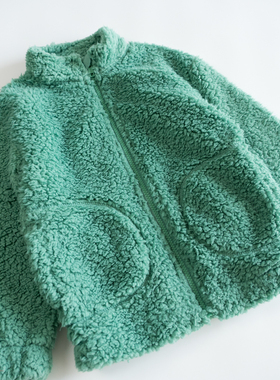 欣易雪法单童装轻便抓绒户外儿童保暖珊瑚绒外套纯色立领拉链夹克