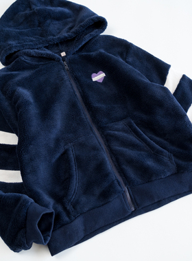 欣易雪法单童装外套连帽拉链宽松长袖珊瑚绒休闲秋冬装女童卫衣